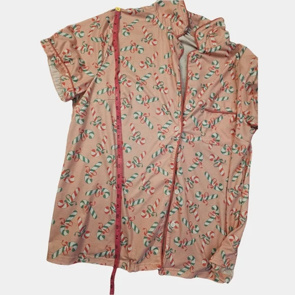 Glitz & Glam Pink Candy Cane Print Sleep Shorts Set Size XL - Picture 10 of 13